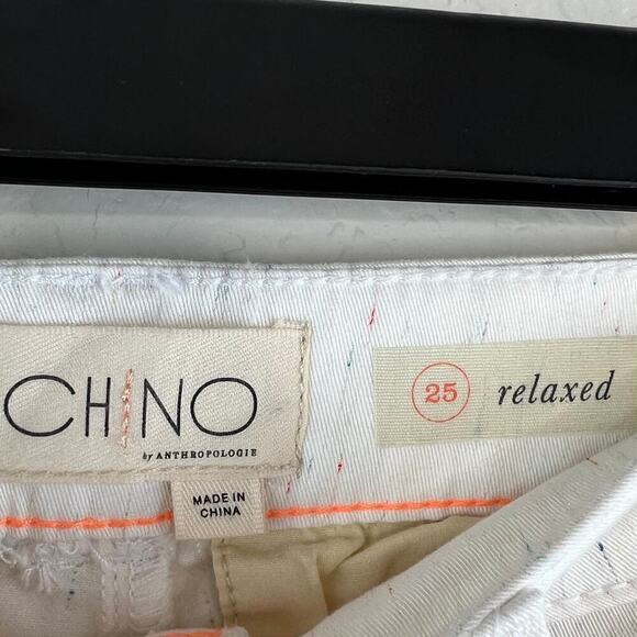 NWT Chino by Anthropologie Relaxed Speckled White Pants Size 25 - Picture 7 of 8